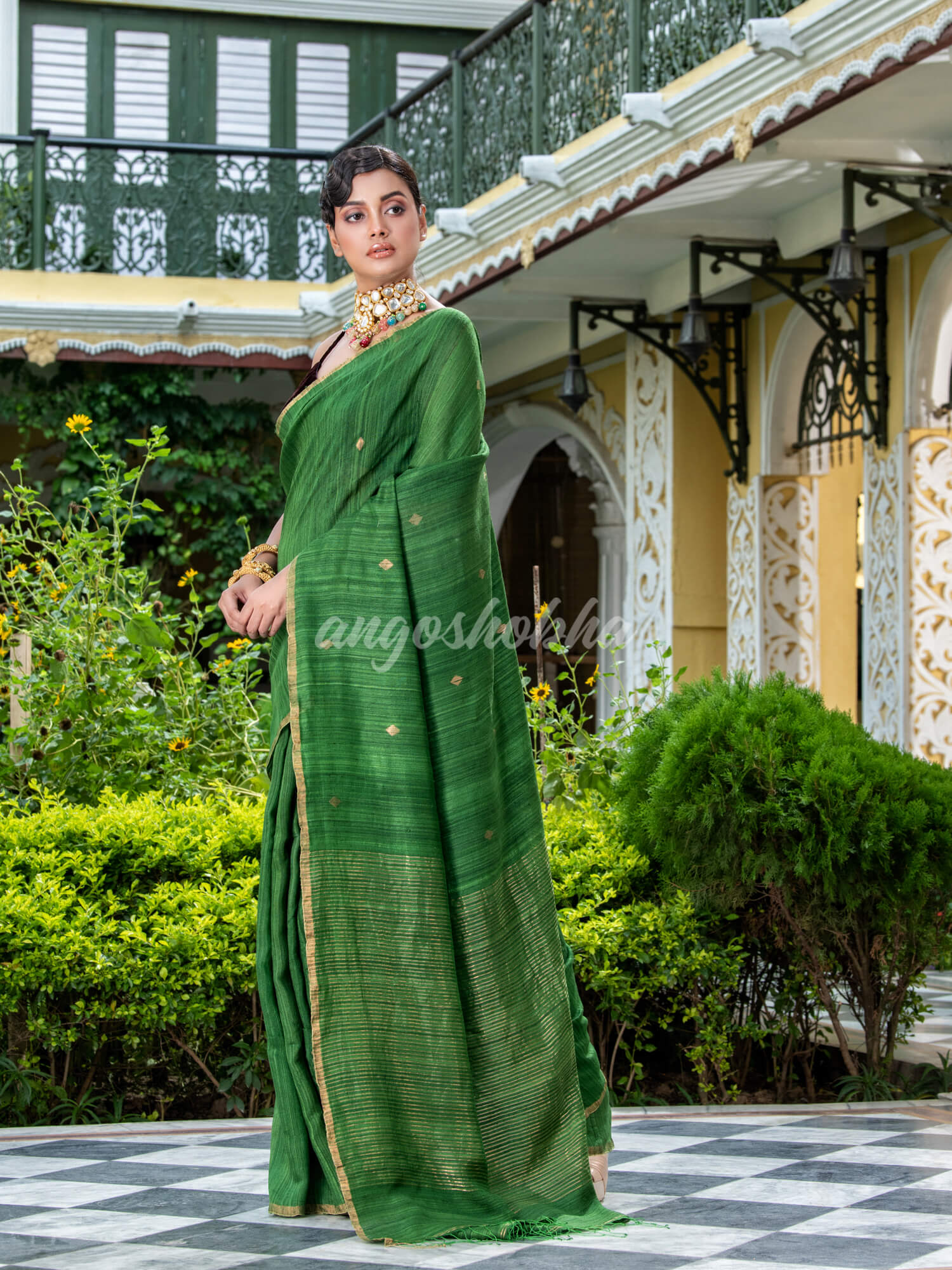 Green Matka Silk Handloom Saree wholesale price for women