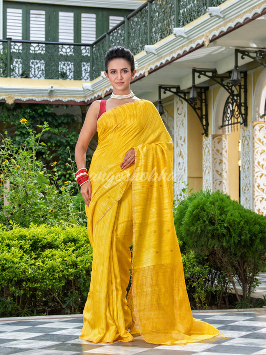 Yellow Matka Silk Handloom Saree wholesale