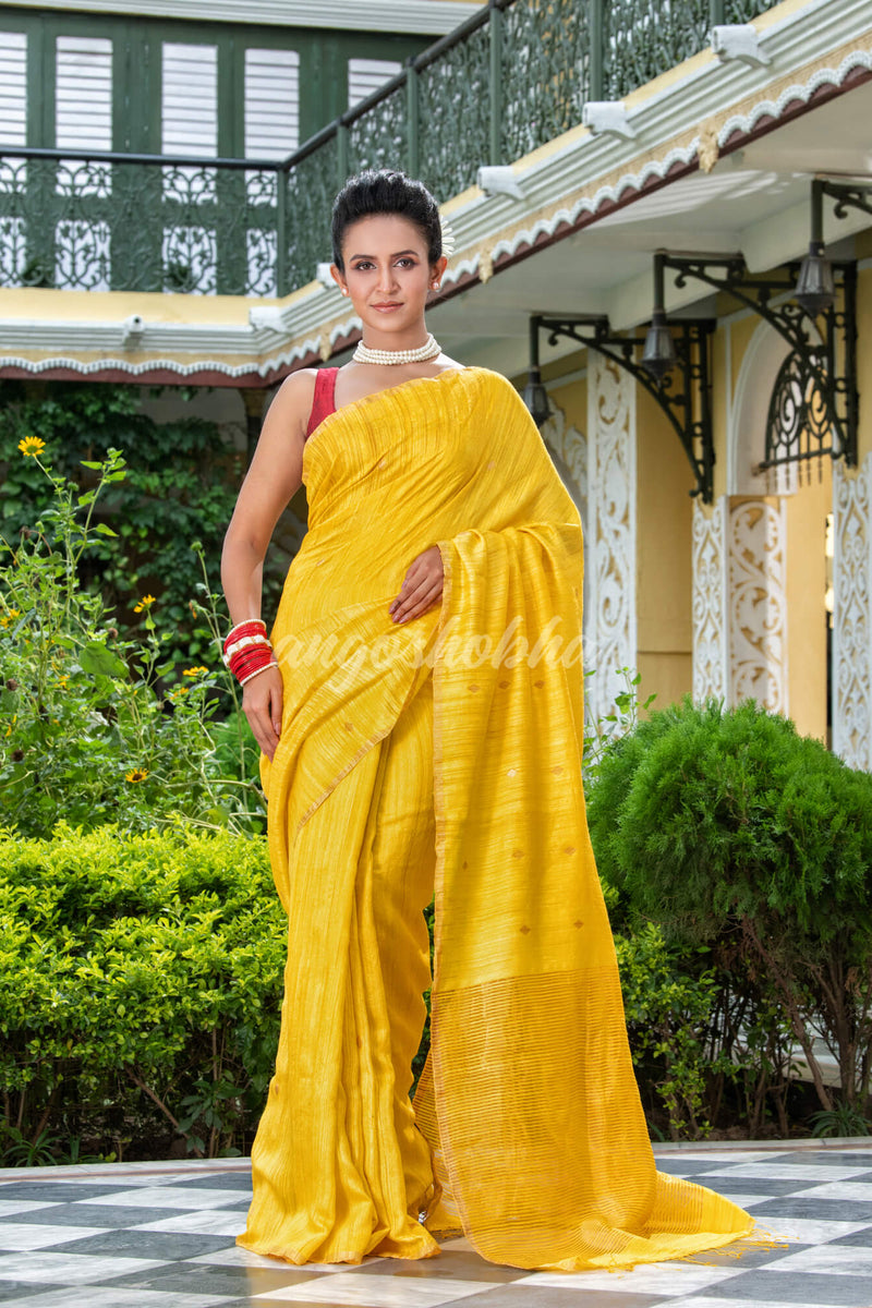 Yellow Matka Silk Handloom Saree