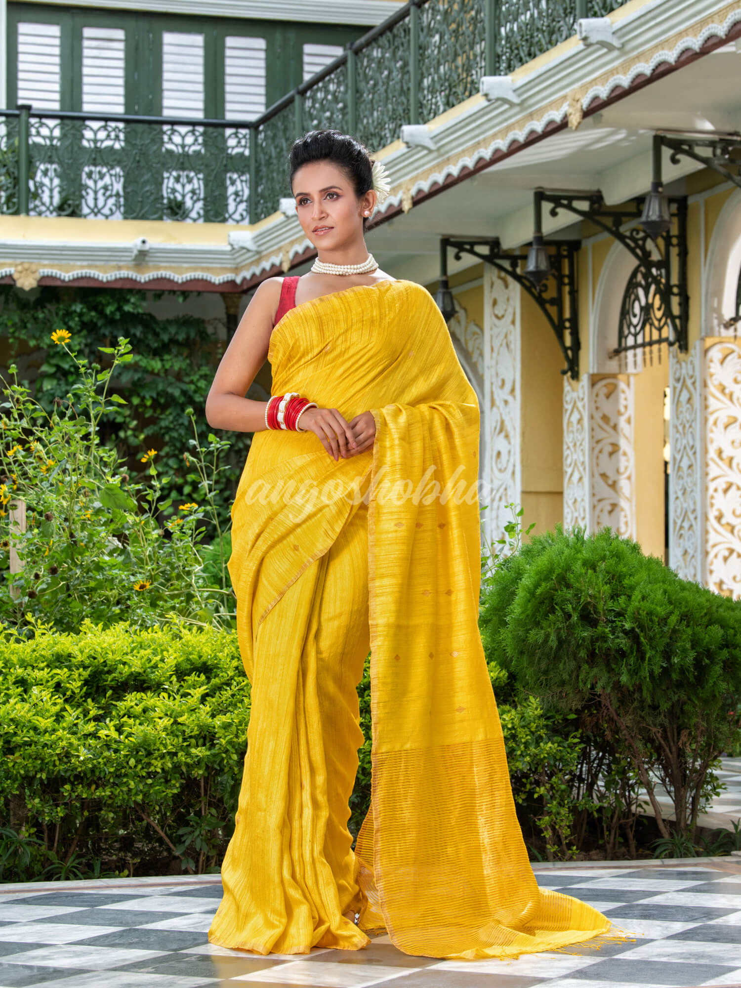Yellow Matka Silk Handloom Saree wholesale