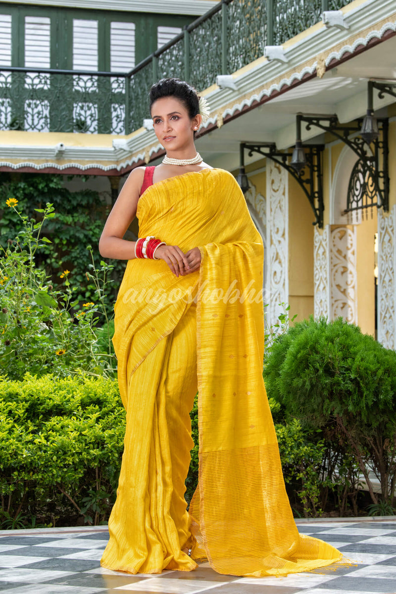 Yellow Matka Silk Handloom Saree