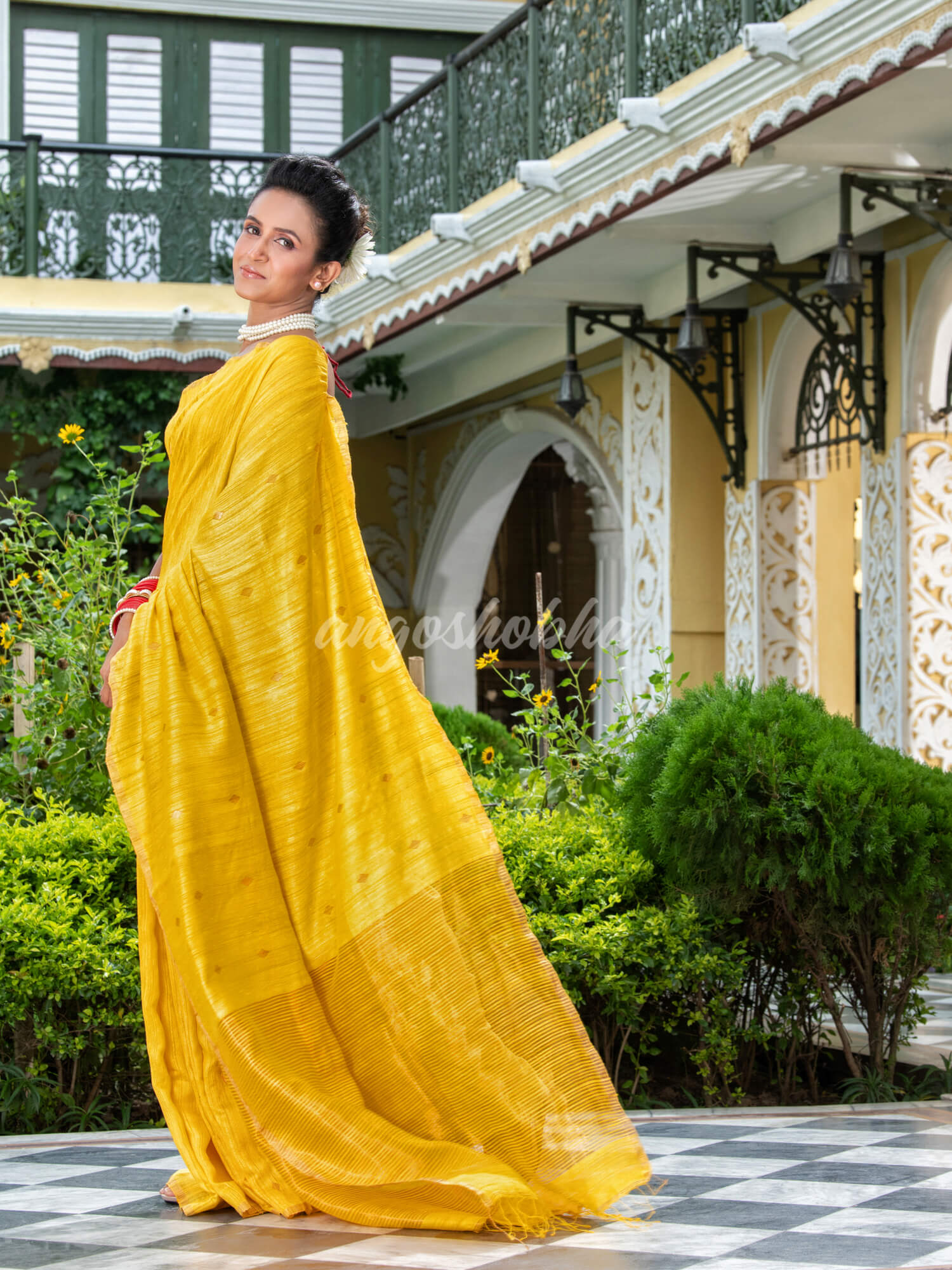 Yellow Matka Silk Handloom Saree wholesale