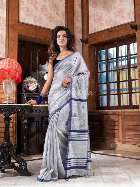 Silver Matka Silk Handloom Saree