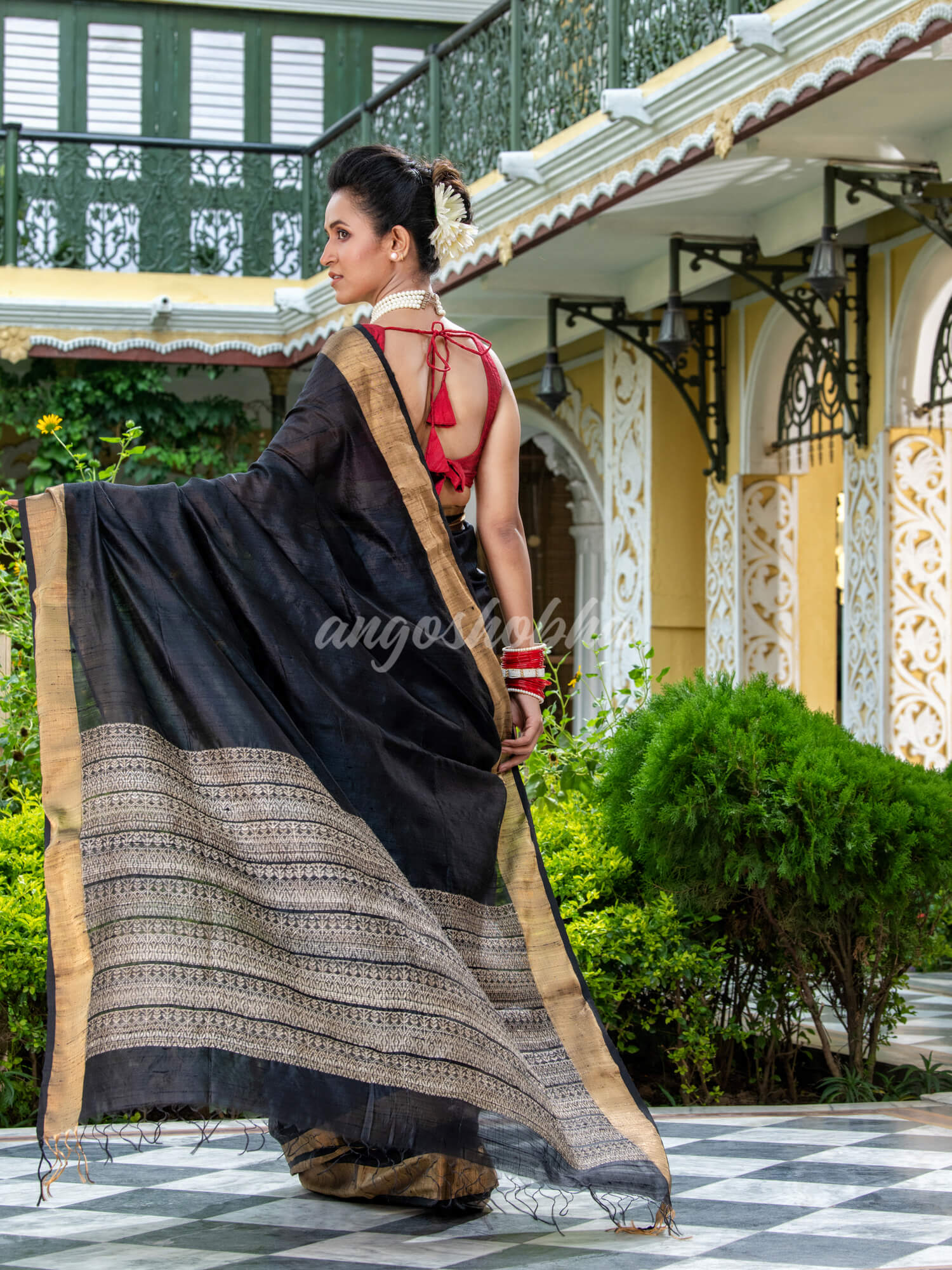 Black Matka Silk Handloom Saree wholesale for women online