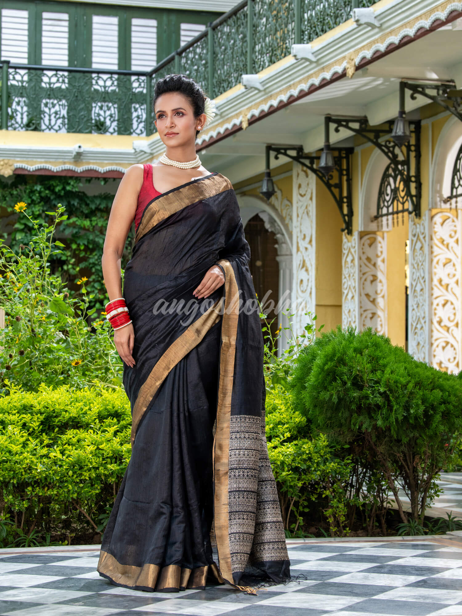 Black Matka Silk Handloom Saree wholesale