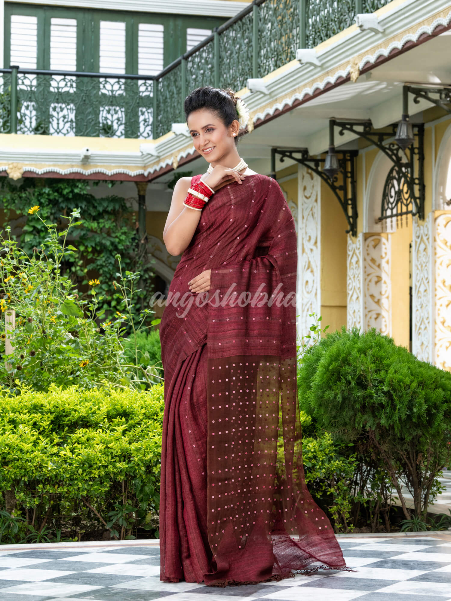Maroon Silk Ghicha Handloom Saree