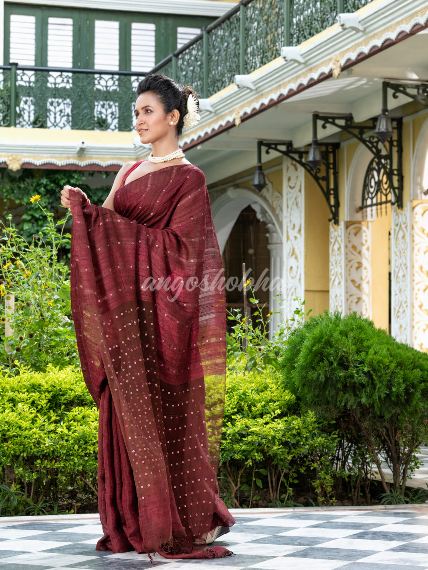 Maroon Silk Ghicha Handloom Saree