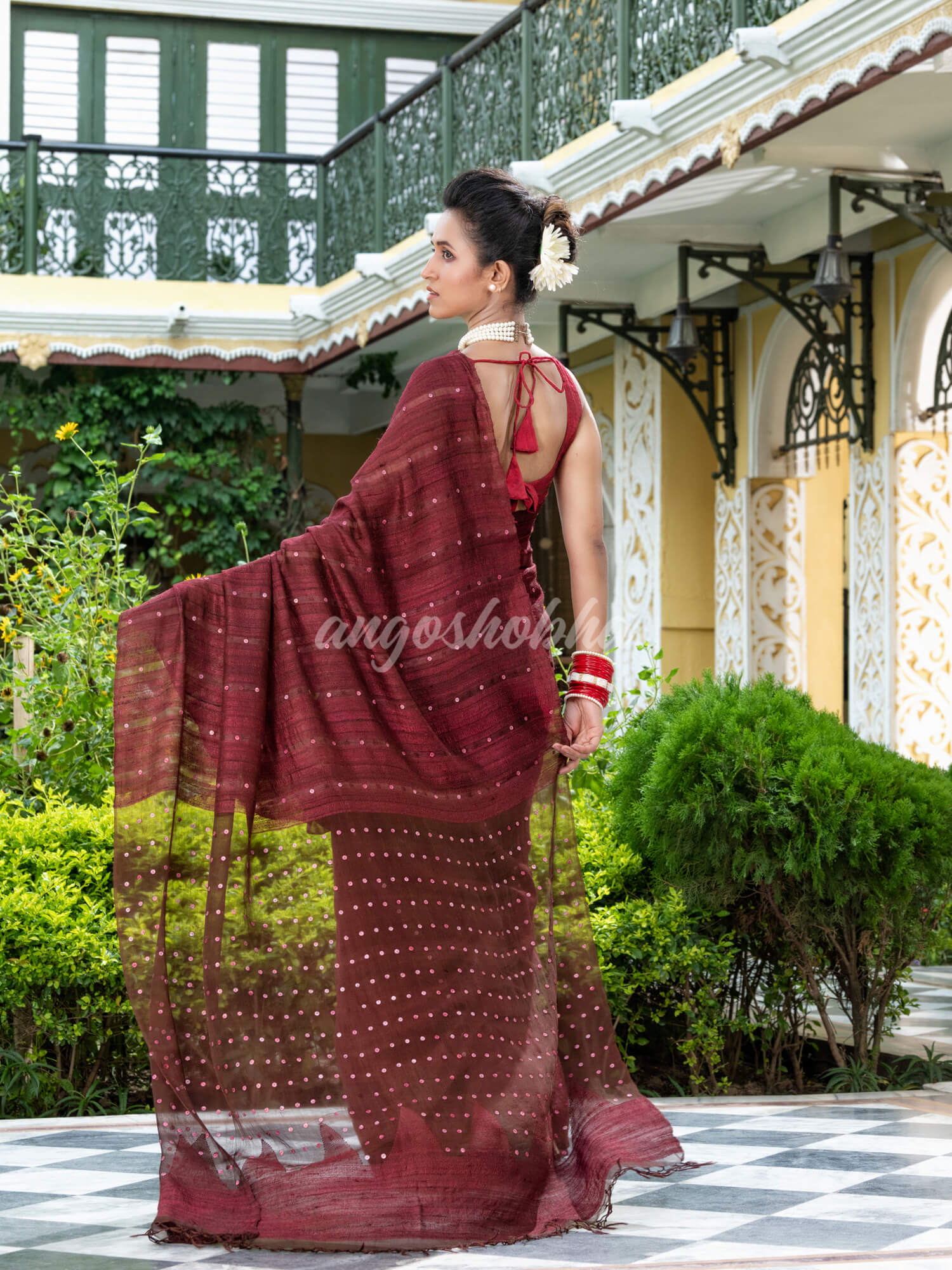 Maroon Silk Ghicha Handloom Saree