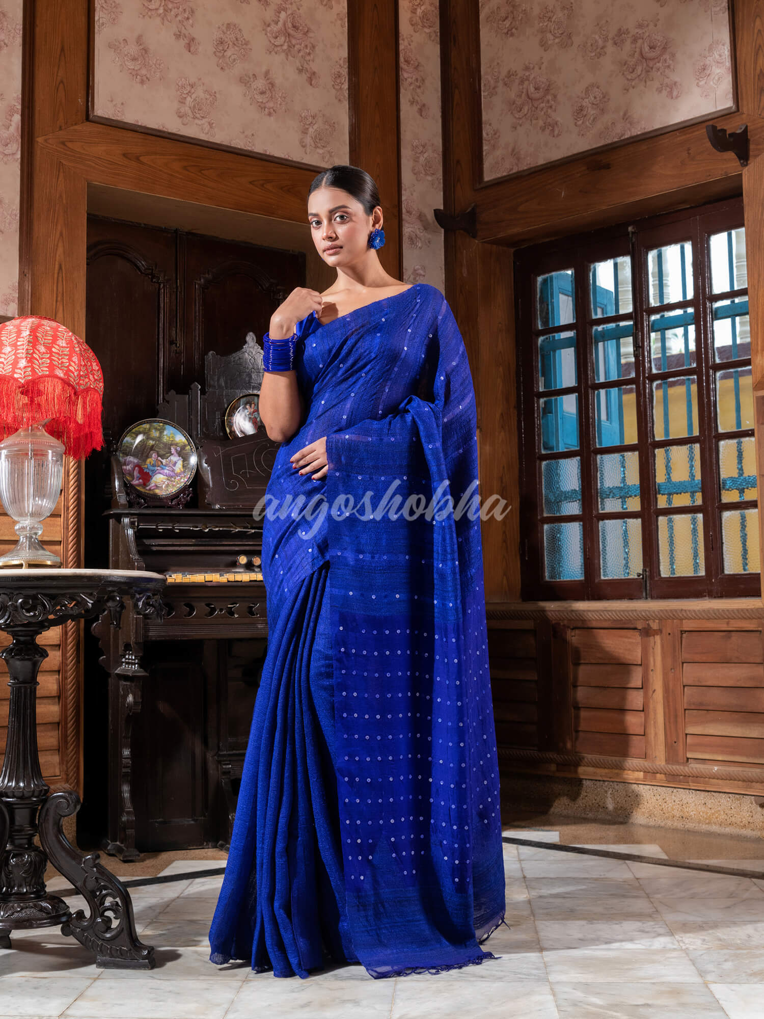 Blue Silk Ghicha Handloom Saree