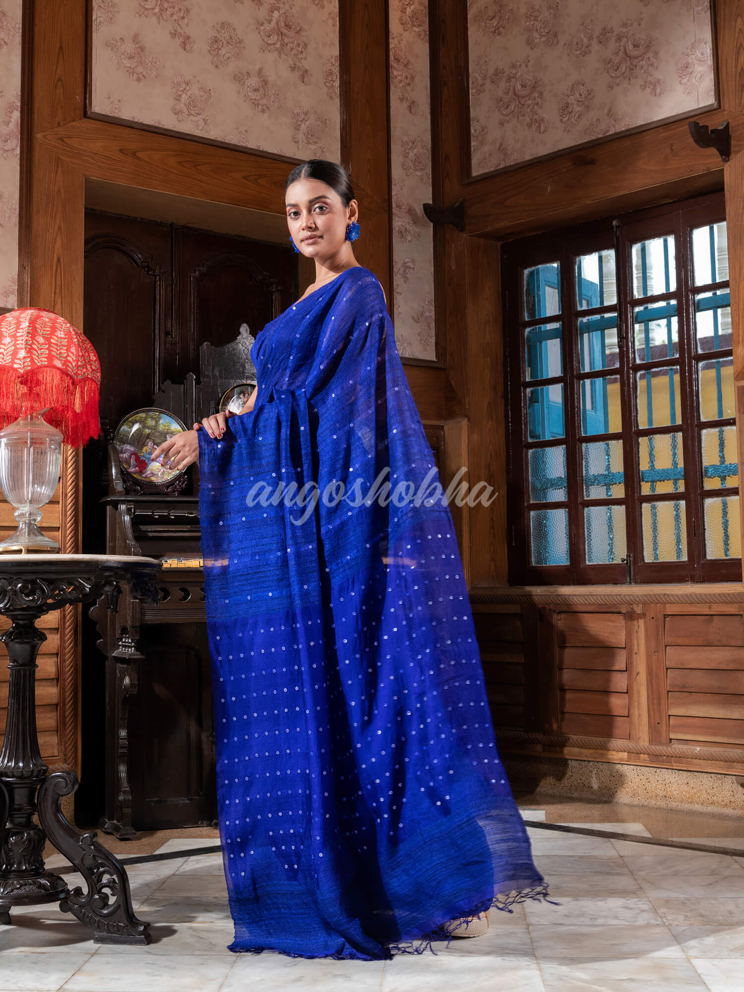 Blue Silk Ghicha Handloom Saree