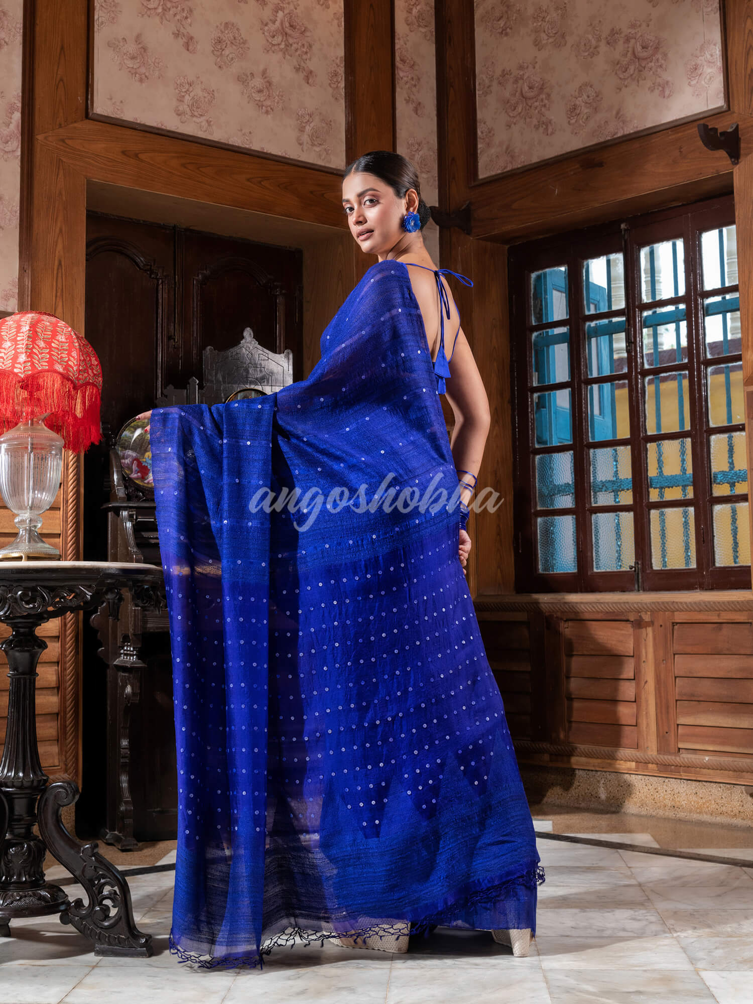 Blue Silk Ghicha Handloom Saree