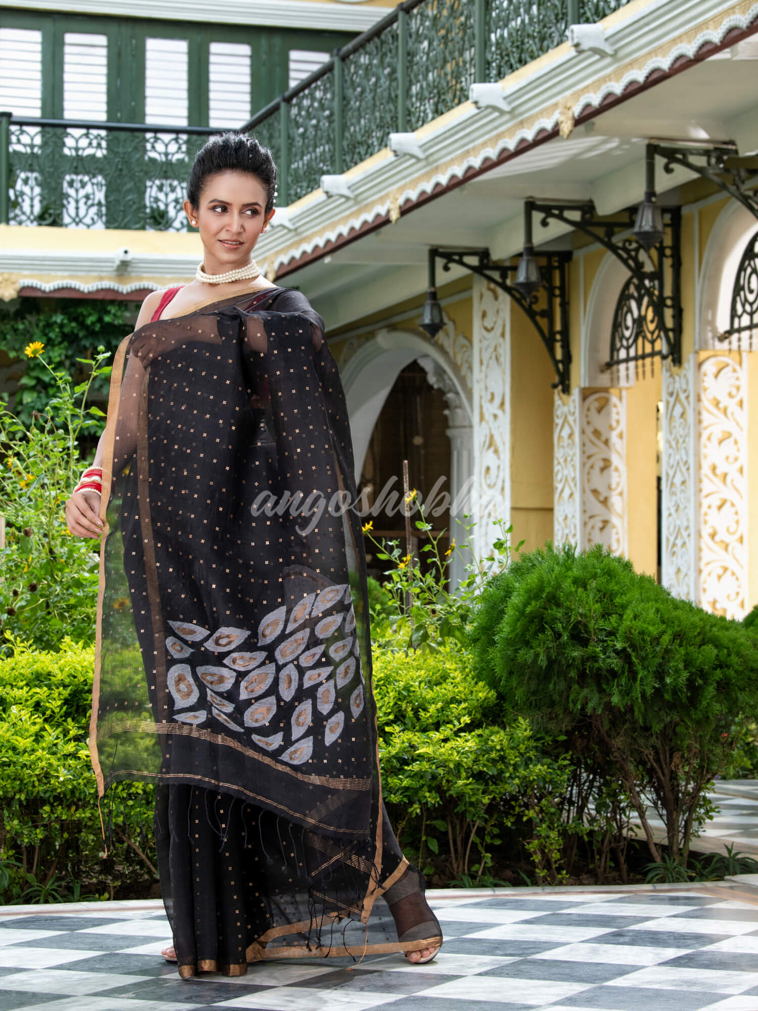 pure muslin silk jamdani saree