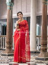 Red Silk Handloom Jamdani Saree