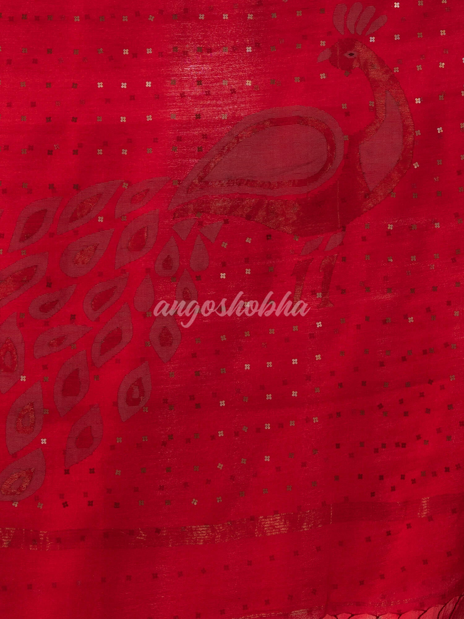 Red Silk Handloom Jamdani Saree