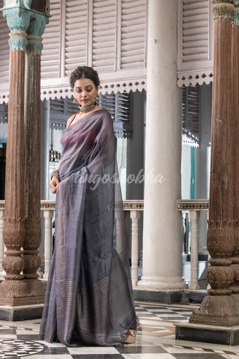 Grey Silk Handloom Saree