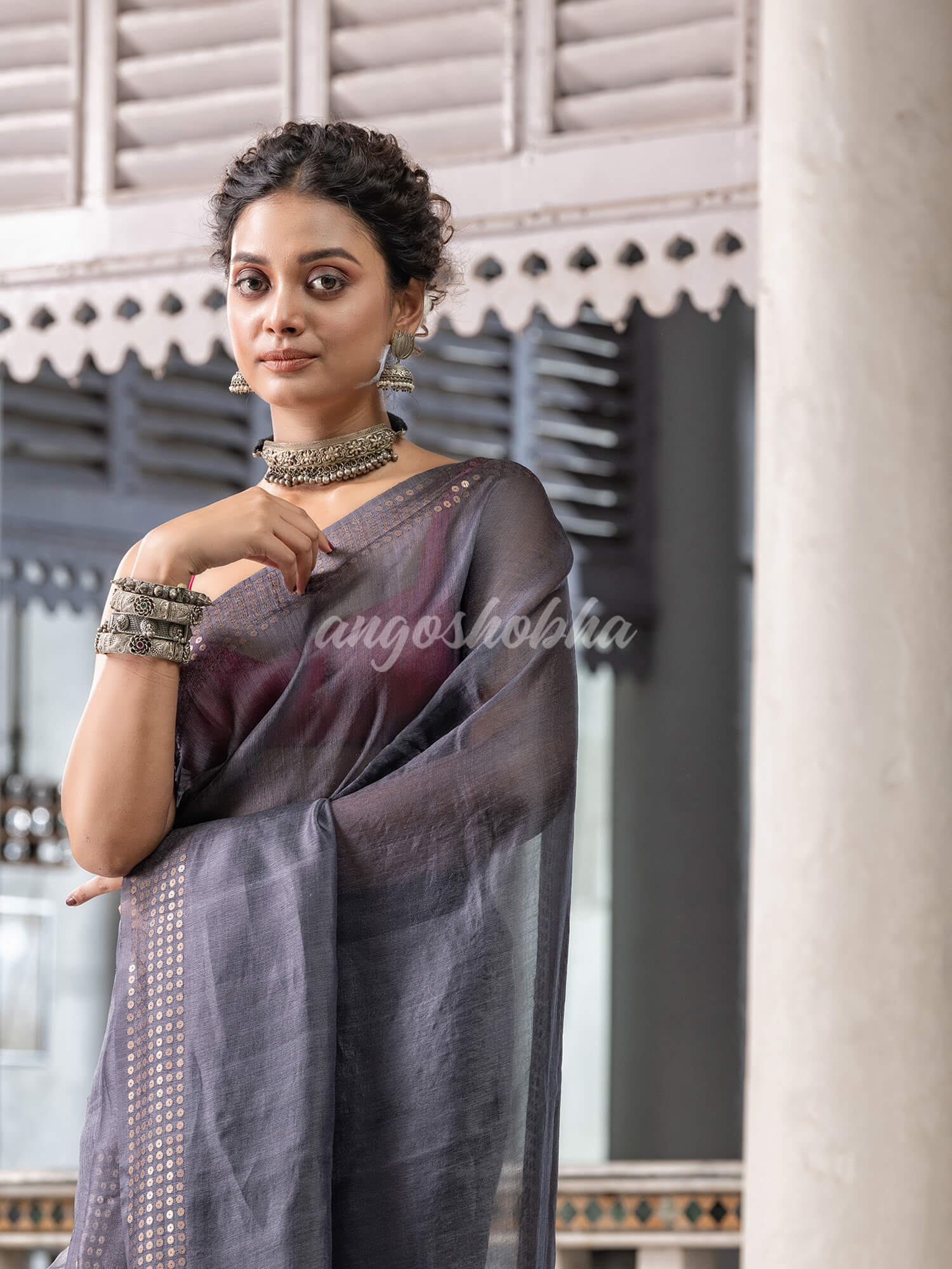 Grey Silk Handloom Saree