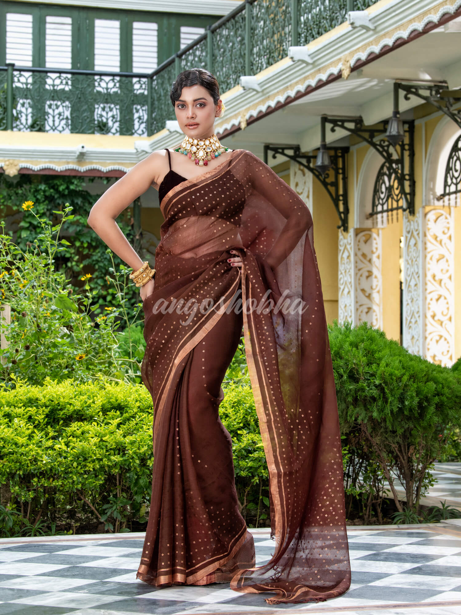 Brown Silk Handloom Saree