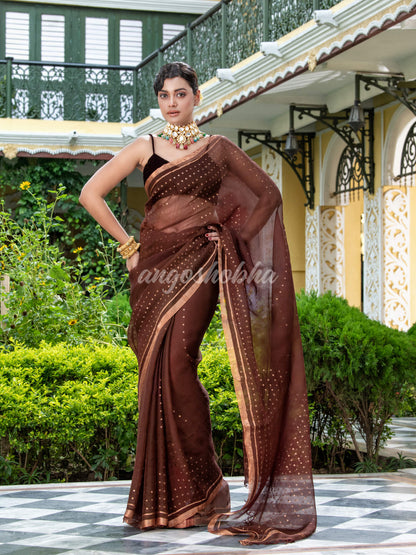 Brown Silk Handloom Saree