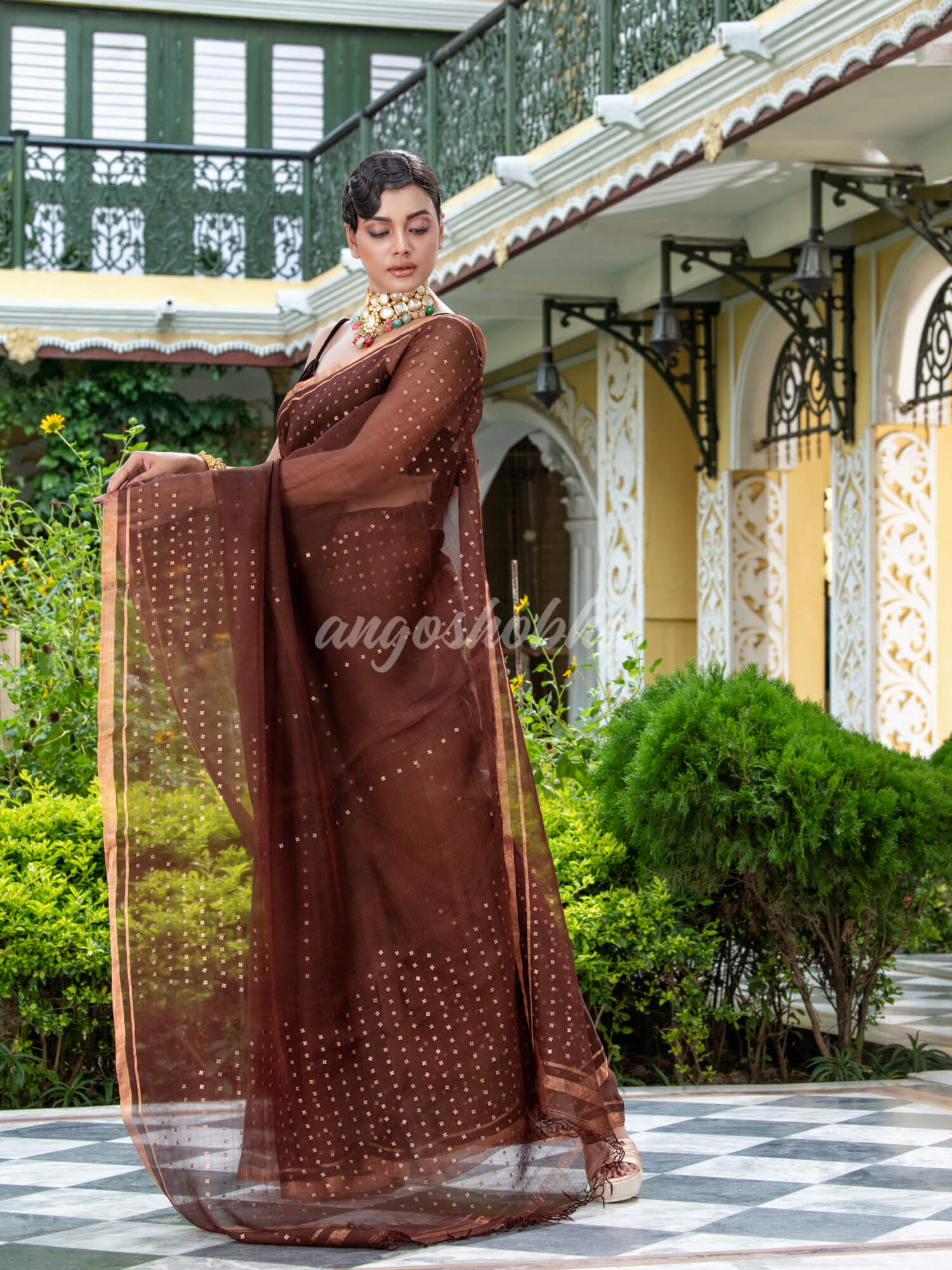 Brown Silk Handloom Saree