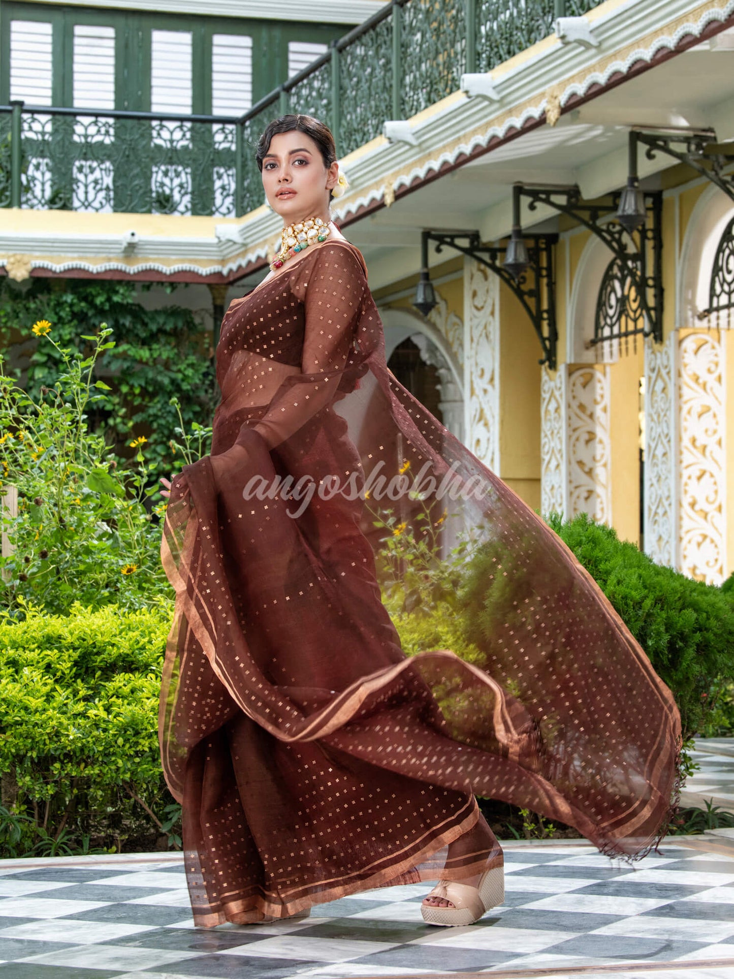 Brown Silk Handloom Saree