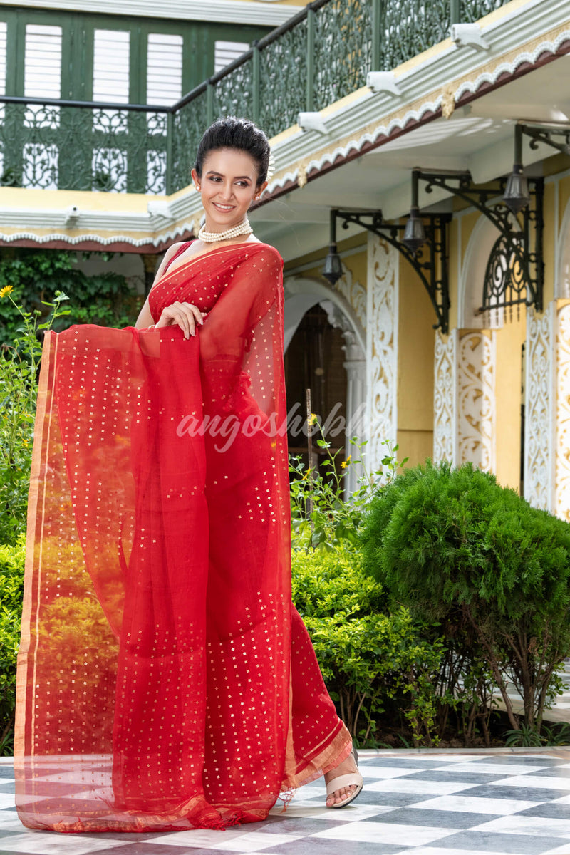Red Silk Handloom Saree