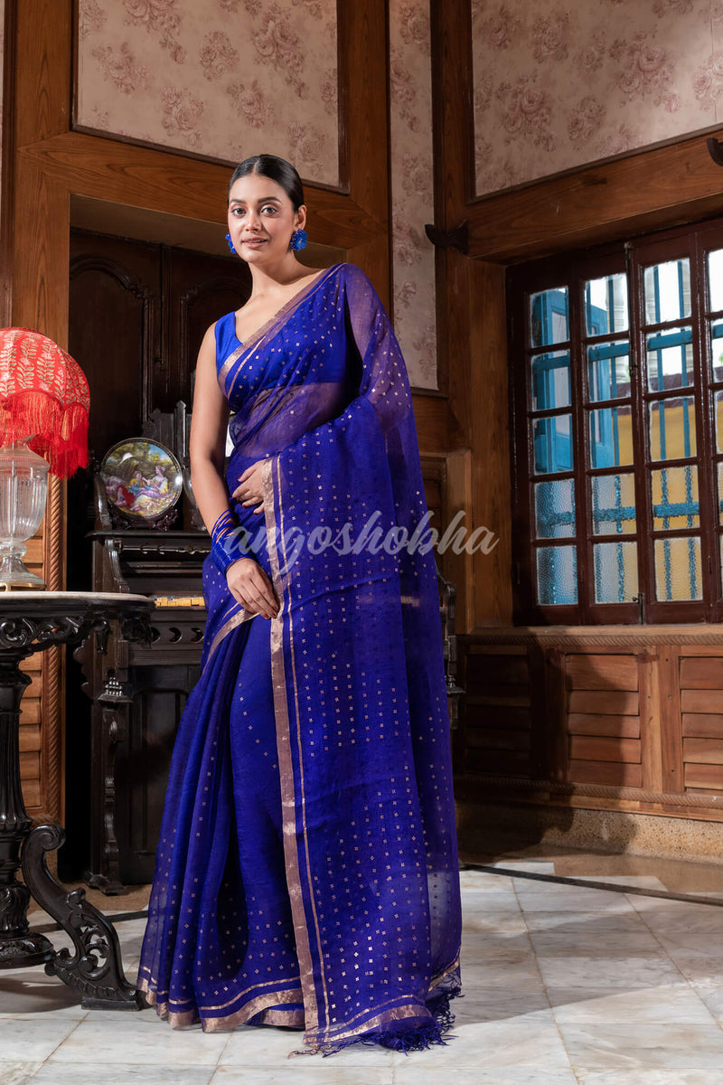 Blue Silk Handloom Saree