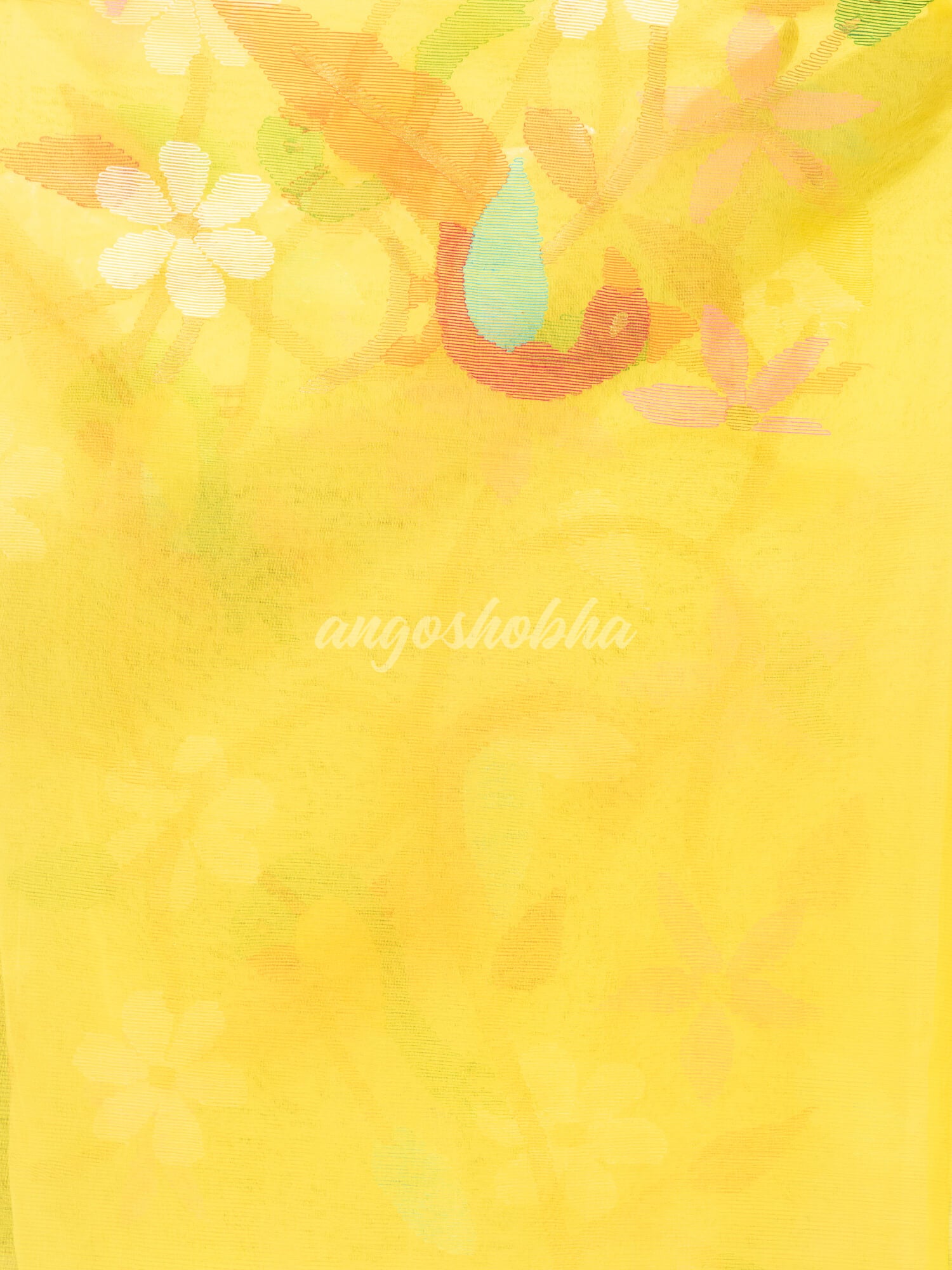 Yellow Silk Handloom Jamdani Saree