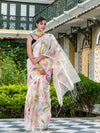 Off White Silk Handloom Jamdani Saree