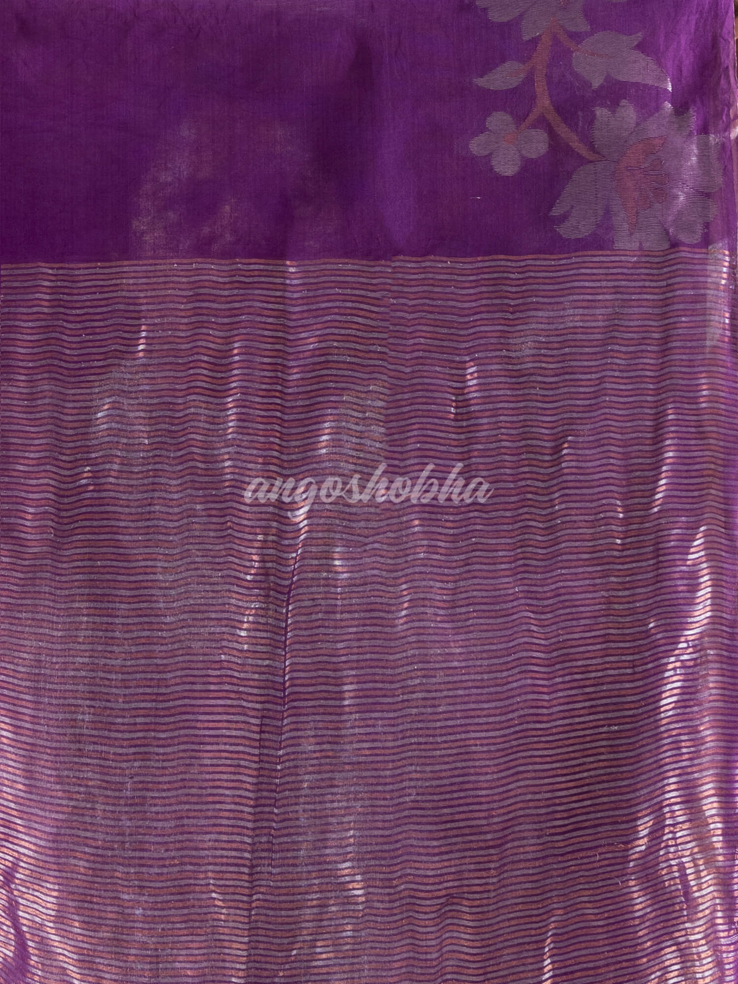 Purple Silk Handloom Jamdani Saree