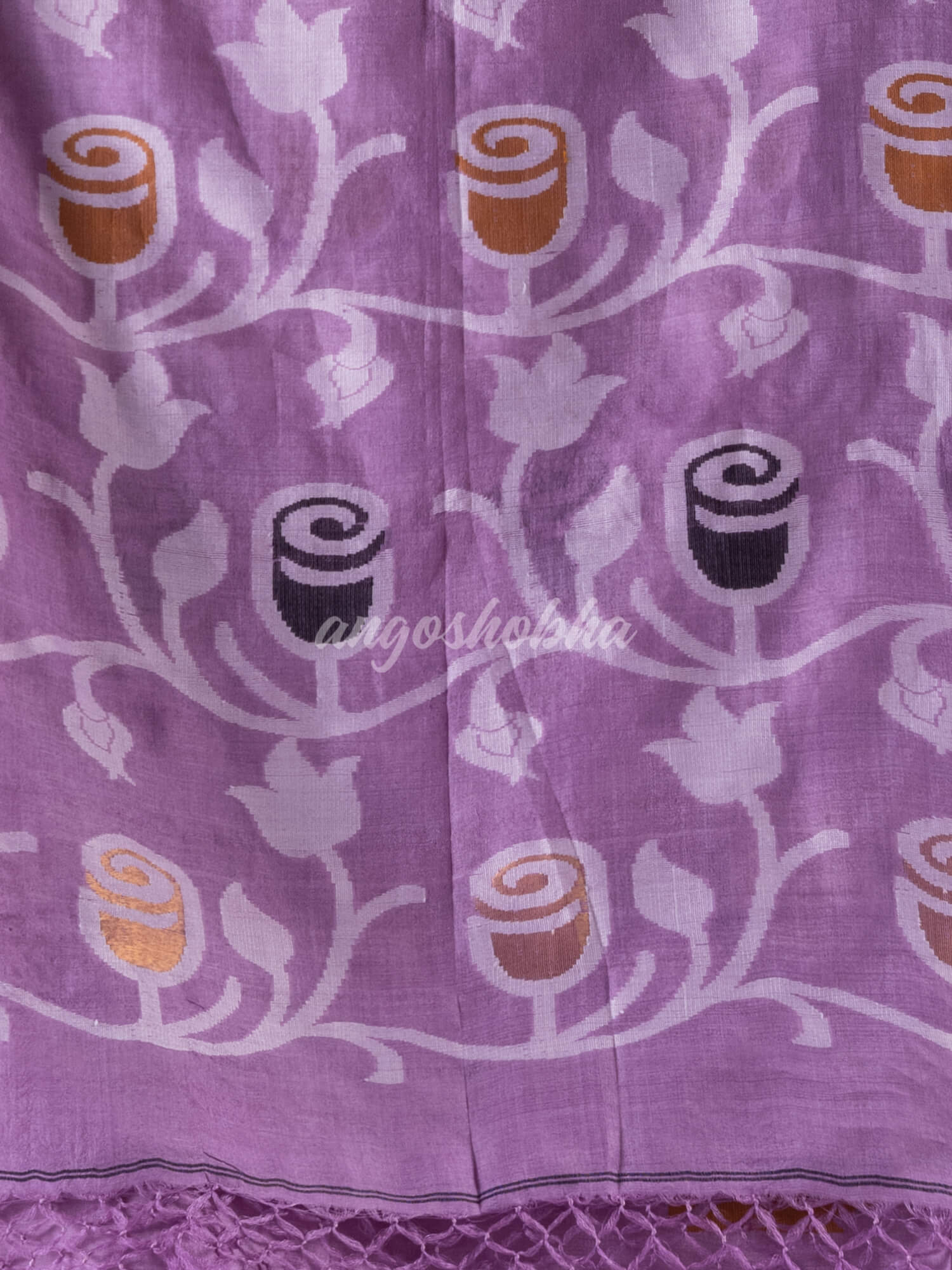 Light Purple Tussar Silk Handloom Jamdani Saree