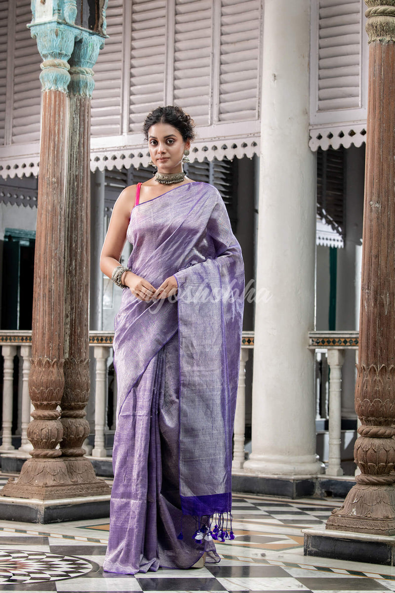 Violet Tissue Handloom Saree