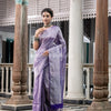 Violet Tissue Handloom linen Saree stunning 