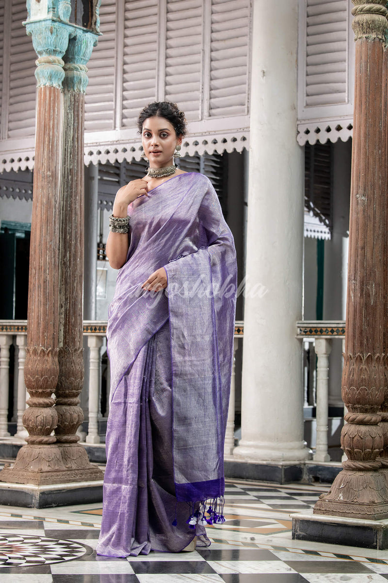 Violet Tissue Handloom Saree