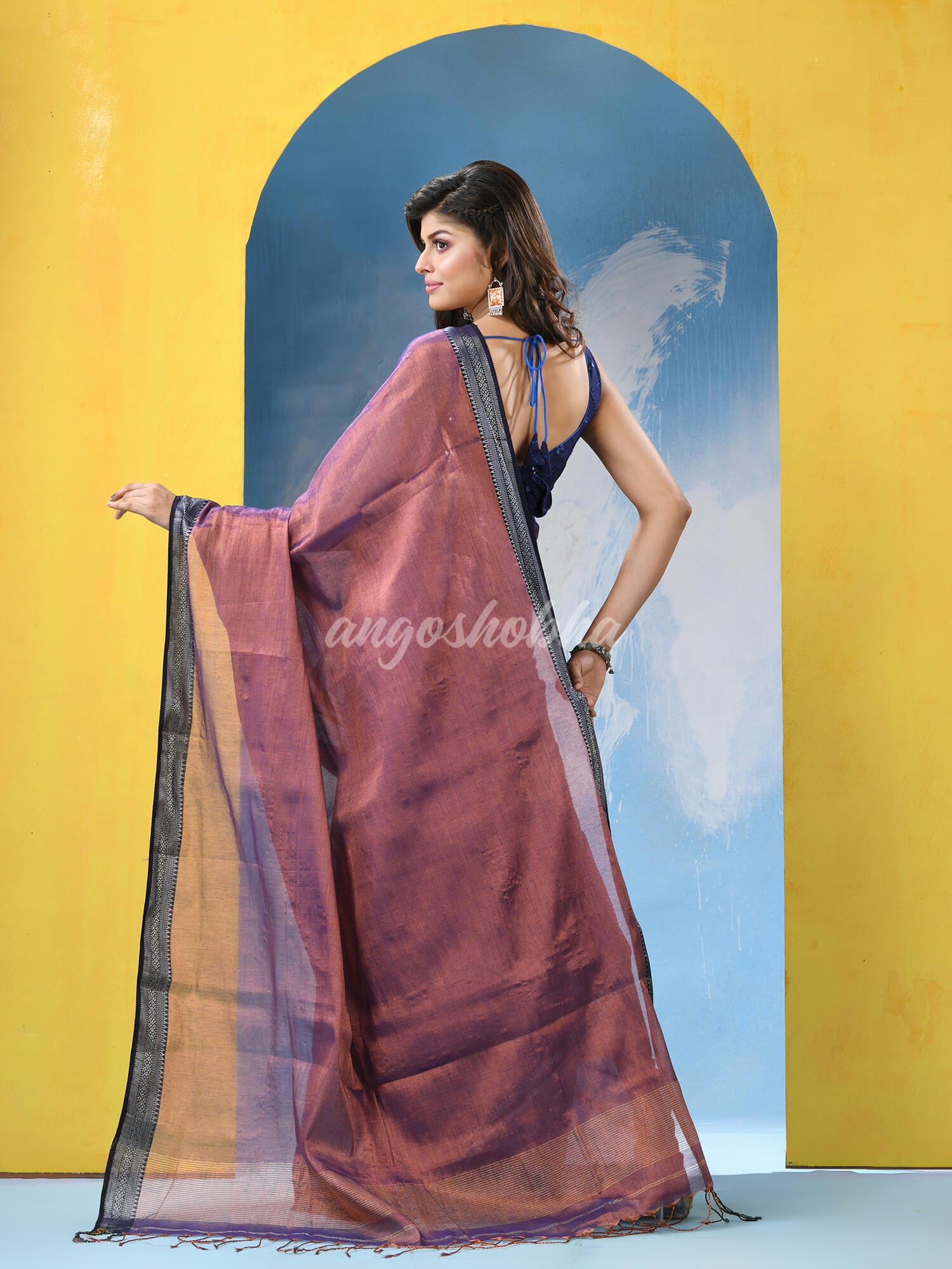 Purple Zari Cotton Tissue Handloom Saree
