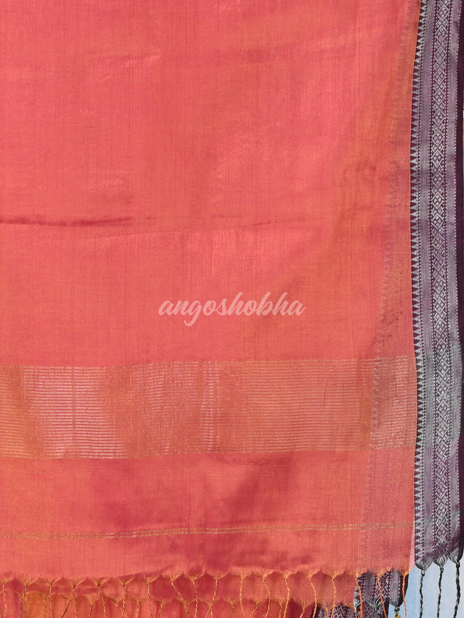 Dark Pink Zari Cotton Tissue Handloom Saree