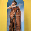Copper Zari Cotton Tissue Handloom Saree
