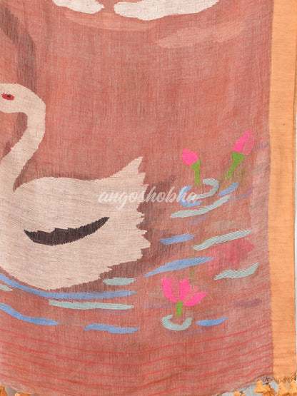 Light Tan Linen Handloom Saree