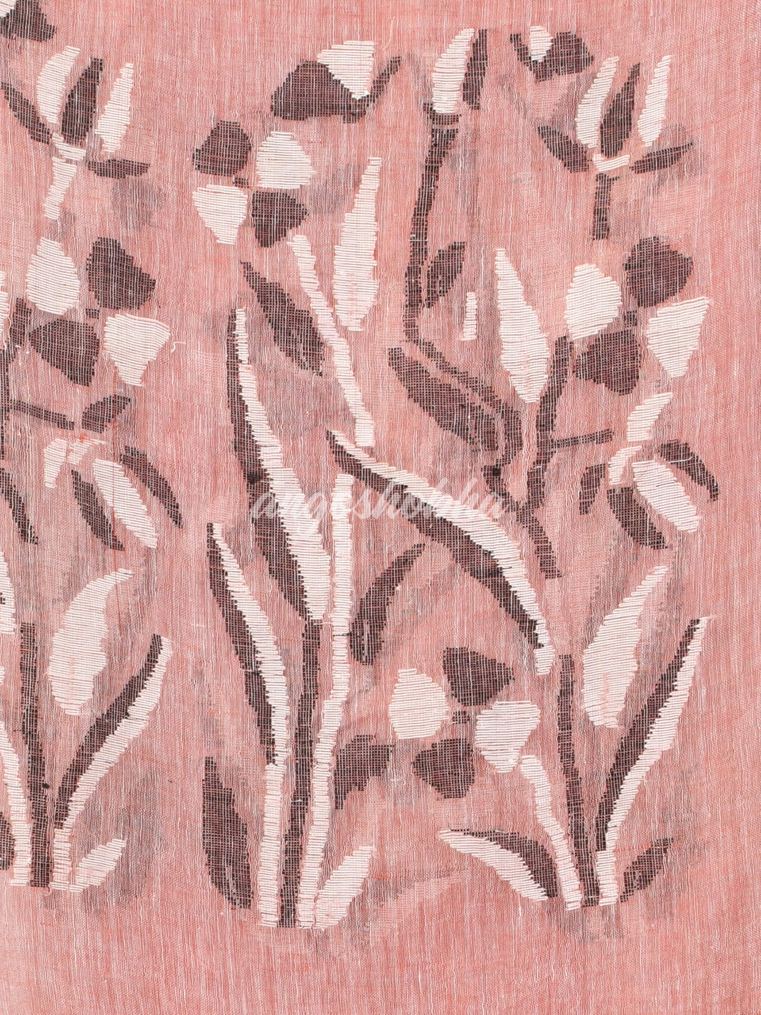 Brown Linen Handloom Saree