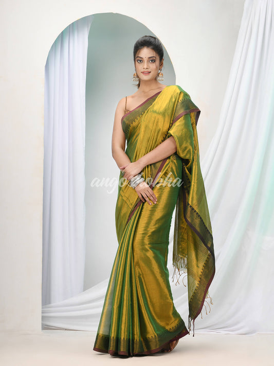 Green Zari Cotton Handloom Tissue Saree