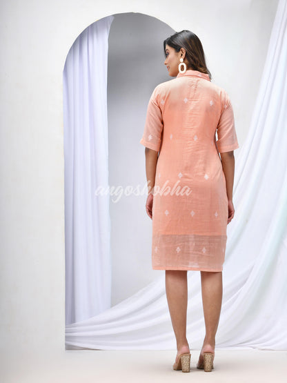 Peach Cotton Bengal Handwoven One Piece