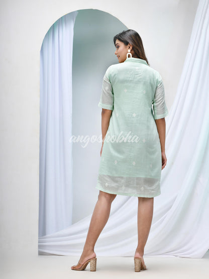 Pistachio Green Cotton Bengal Handwoven One Piece