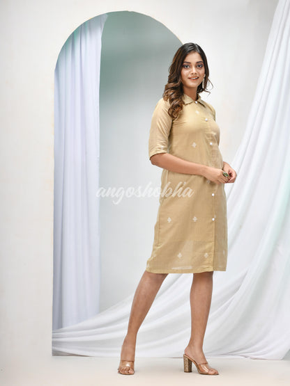 Sand Tan Cotton Bengal Handwoven One Piece