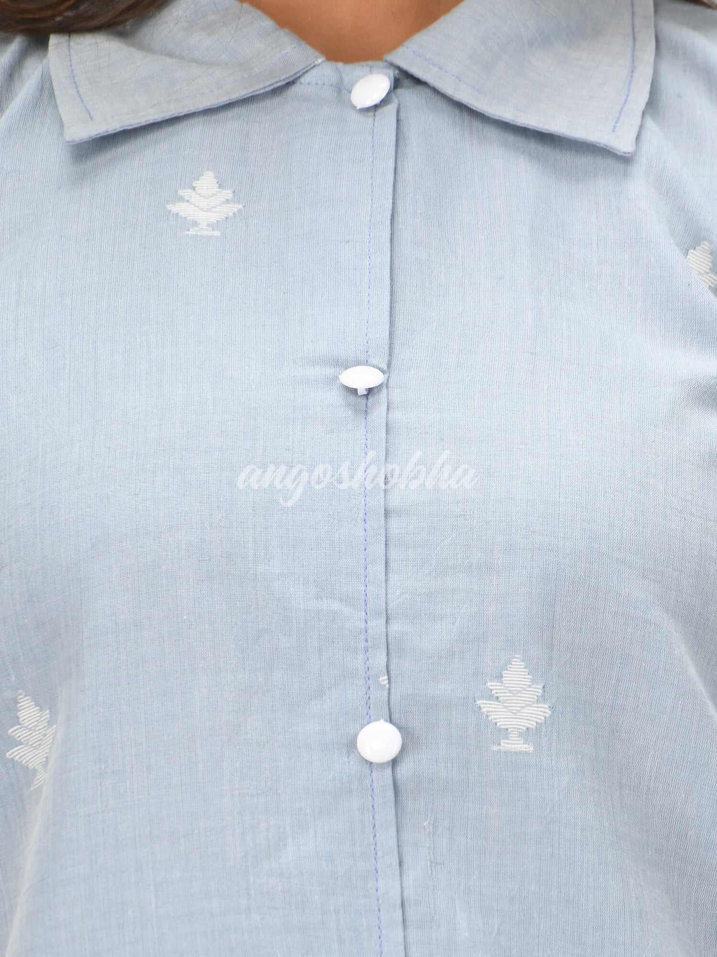 Uranian Blue Cotton Bengal Handwoven One Piece