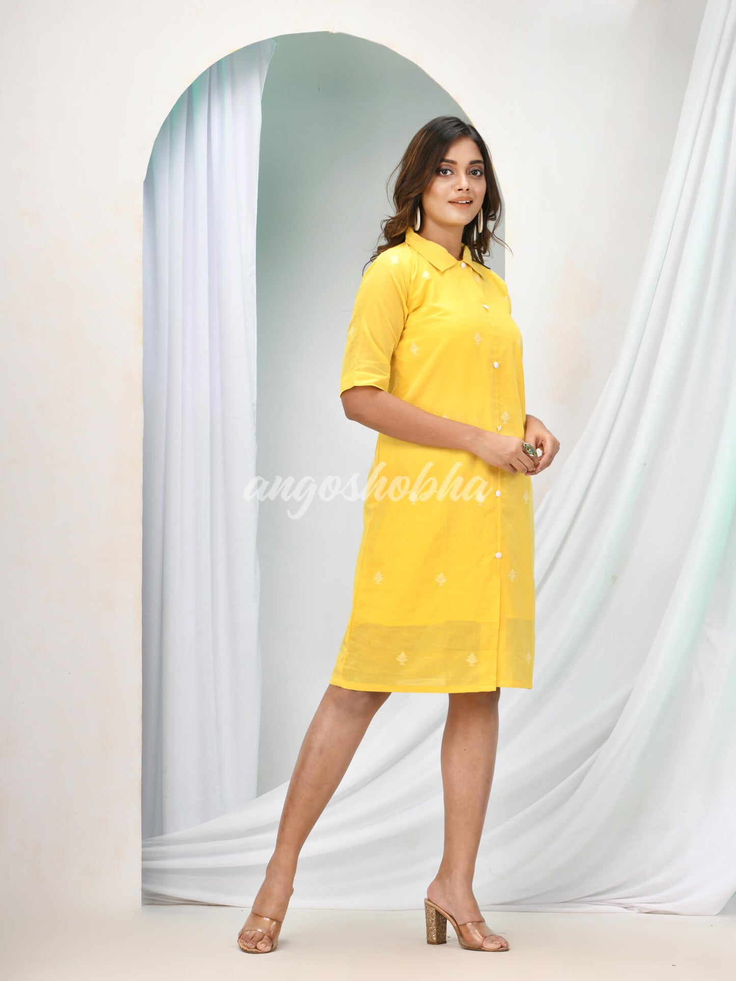 Yellow Cotton Bengal Handwoven One Piece