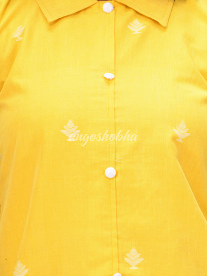 Yellow Cotton Bengal Handwoven One Piece