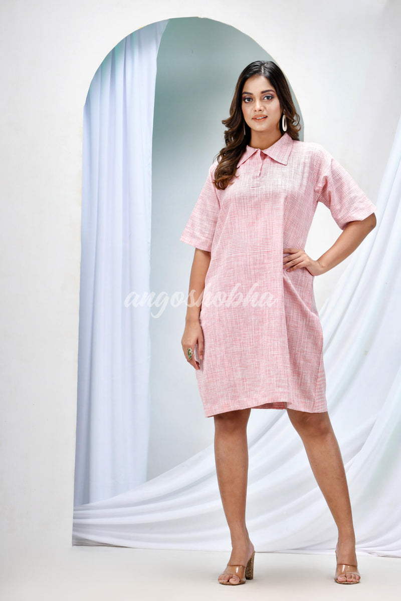 Light Pink Cotton Bengal Handwoven One Piece