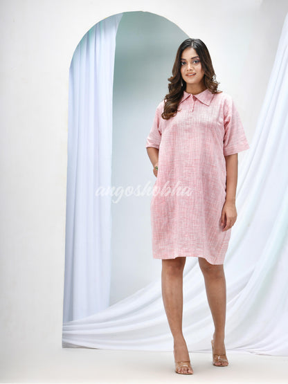 Light Pink Cotton Bengal Handwoven One Piece