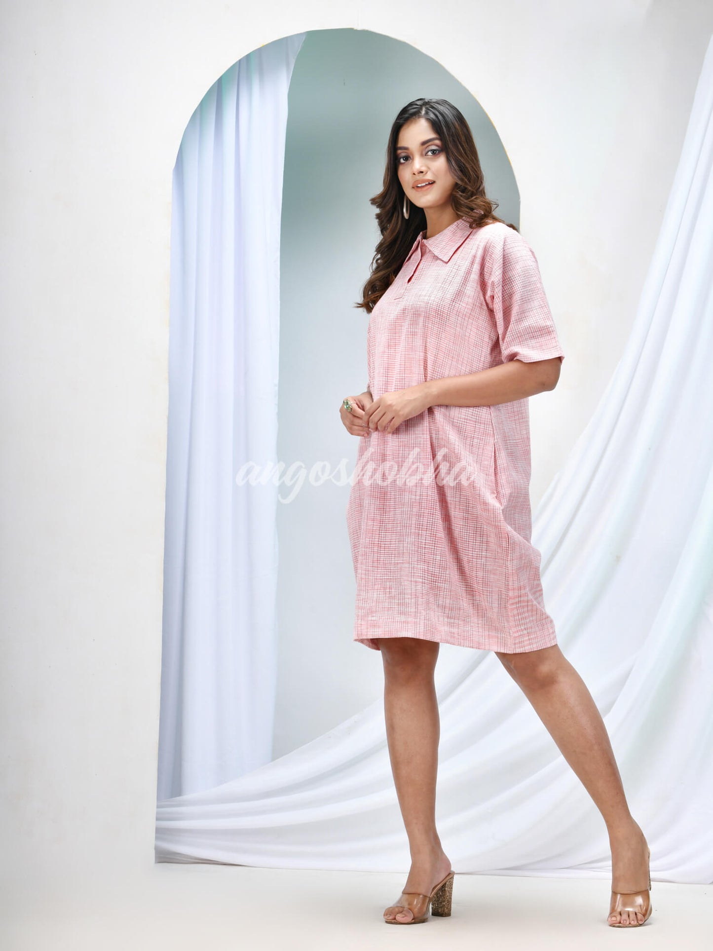 Light Pink Cotton Bengal Handwoven One Piece