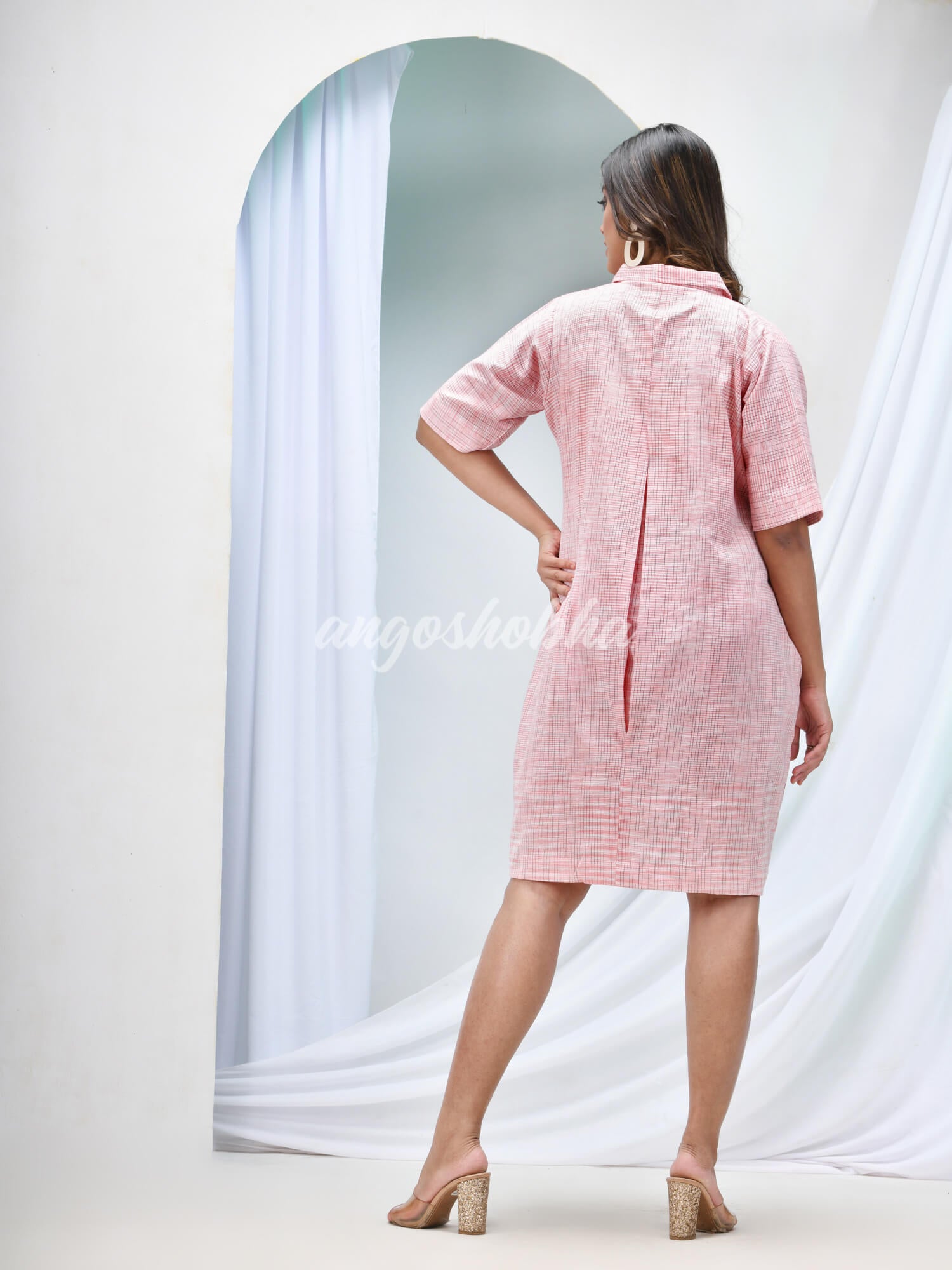 Light Pink Cotton Bengal Handwoven One Piece