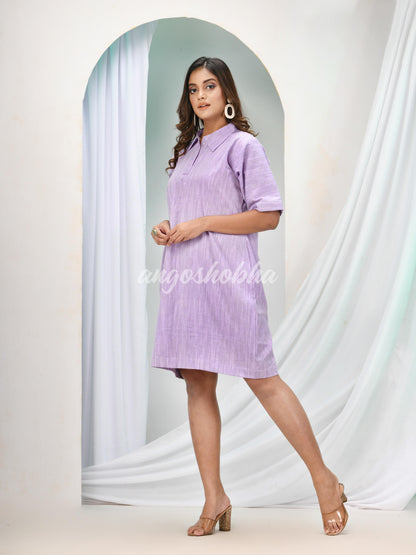 Light Purple Cotton Bengal Handwoven One Piece